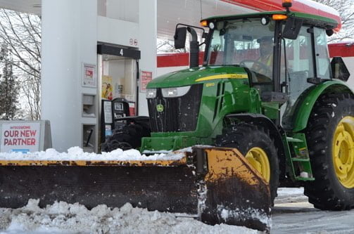 Snow removal at gas station